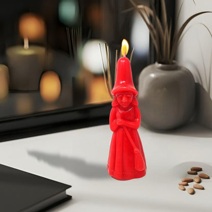 Vrinda ® Decorative Ritual Spell Unscented Candle Witch - Invoke Mystical Vibes - Perfect for Rituals, Ceremonies, and Spiritual Practices, Approx 7" (Red)