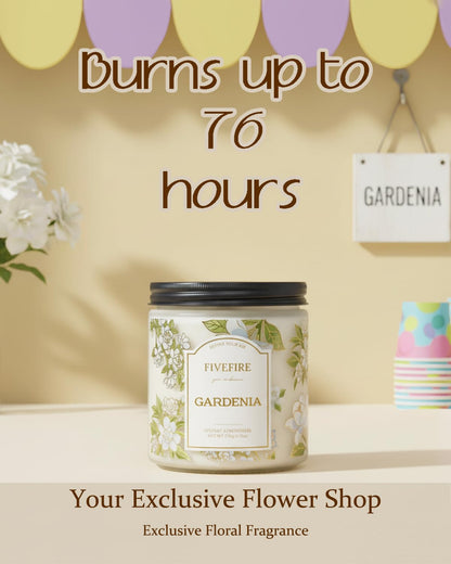 Gardenia Scented Candles for Bedroom, 13oz Natural Soy Wax 2-Wick Jar, Up to 76-Hour Clean Burn, Creamy White Floral Home Fragrance, Gift for Women Men