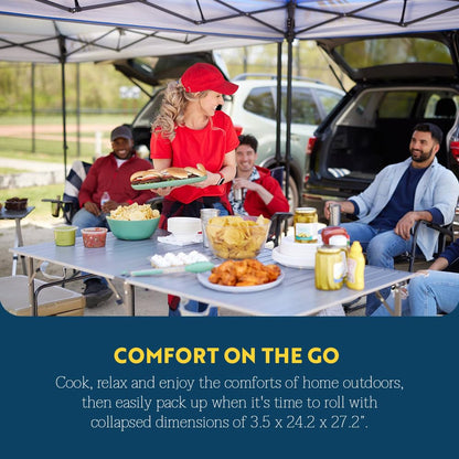 GCI OUTDOOR Slim-Fold Table | Portable Outdoor 4 Person Dining Table, Heat Resistant Aluminum Tabletop, Perfect for Barbecues, Camping, Picnics & Tailgating