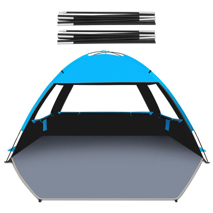 Gorich Beach Tent for 4 People + Beach Tent Poles for Replacement (4 People, Dark Shelter)