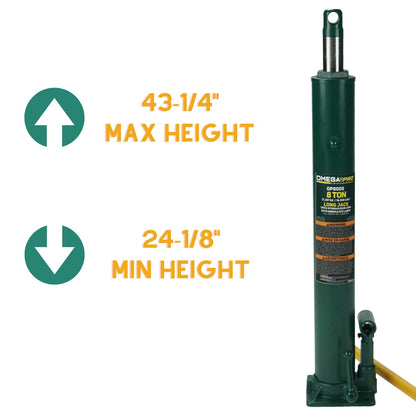 Omega Pro Hydraulic Long Ram Jack - 8 Ton Capacity with Flat Base for Auto Garage Shop,OP800S