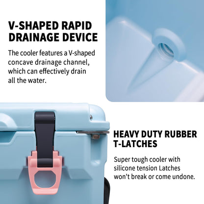 EchoSmile 18 Quart Rotomolded Cooler, Portable Hard Ice Chest, Suit for BBQ, Camping, Pincnic