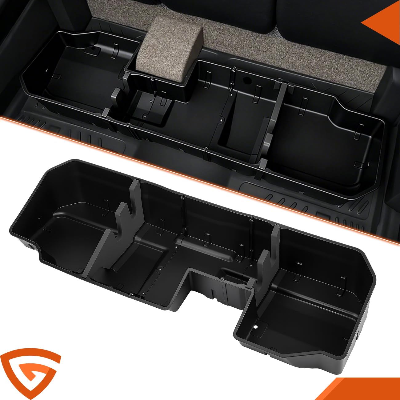 GEARLAST Underseat Storage Compatible with Chevy Silverado/GMC Sierra 1500 2500 3500 2019-2025, Rear Under Seat Organizer Cargo Box, Upgraded Rear Under Seat Organizer Cargo Box