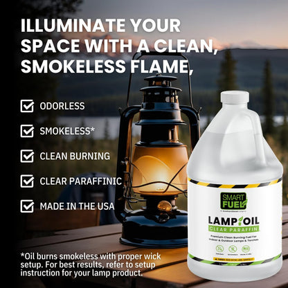 SMART FUEL ETHANOL Paraffin Oil Lamp Fuel - Clear, Smokeless, Odorless, 2 x 128 oz (1 Gallon) Pack