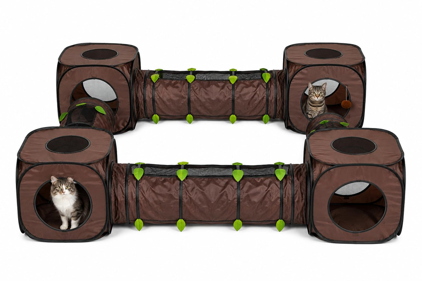 Snarky Pets Square Cat Tunnel & Cube Mega Bundle – Modular Indoor Cat Playground with 4 Tunnels & 4 Cubes