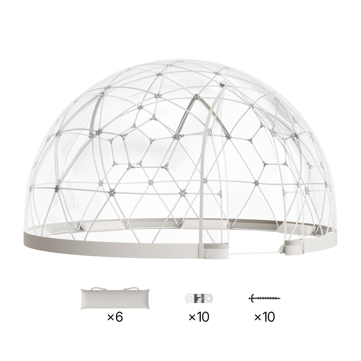 VEVOR Garden Dome Tent, 9.5 x 5.7 ft Outdoor Clear Bubble Tent for 2–4 Person, Weatherproof Geodesic Dome Greenhouse with Window, PVC Transparent
