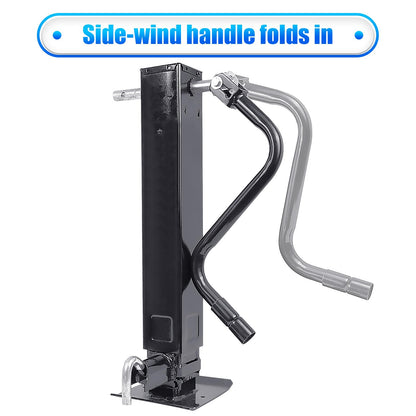 Heavy Duty Weld Square Tube Trailer Jack - 12.5" Lift 13.5" Drop Leg Travel Capacity 12000 LBS (12000lbs Front Pull pin)