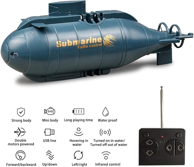 YEIBOBO ! 6 Channels Mini RC Submarine Toy (Blue)