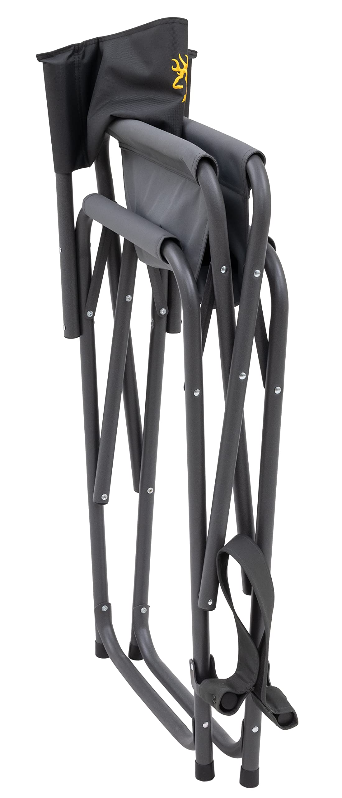 Browning Directors Chair - Outdoor Folding Chairs Made with Durable Fabric and Sturdy Aluminum/Steel Frame, with Extra Tall Seat and Flip-Down Footrest, Regular, Charcoal/Gray