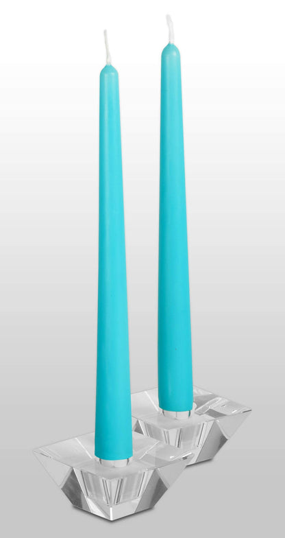 12 Pack Tall Taper Candles - 12 Inch Light Blue - Turquoise Dripless, Unscented Dinner Candle - Paraffin Wax with Cotton Wicks - 10 Hour Burn Time