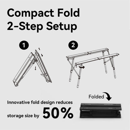 BLACKDOG Modular IGT Camping Table with Center-Folding Design, 4.5 Unit Aluminum Outdoor Kitchen Table, Adjustable Height 16"-24", Portable Folding Camp Table with Side Rails & 7 Expandable Plates