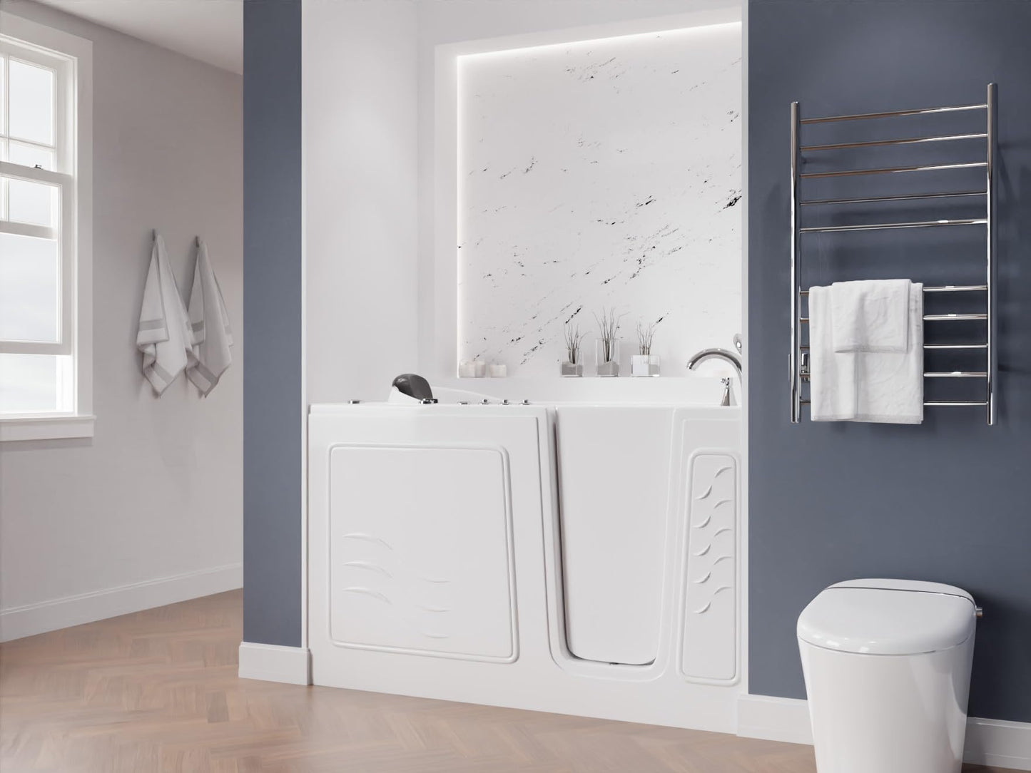 ANZZI Walk-In Tub, 30 x 60 in, Right Drain, Air & Whirlpool Jets, 110V