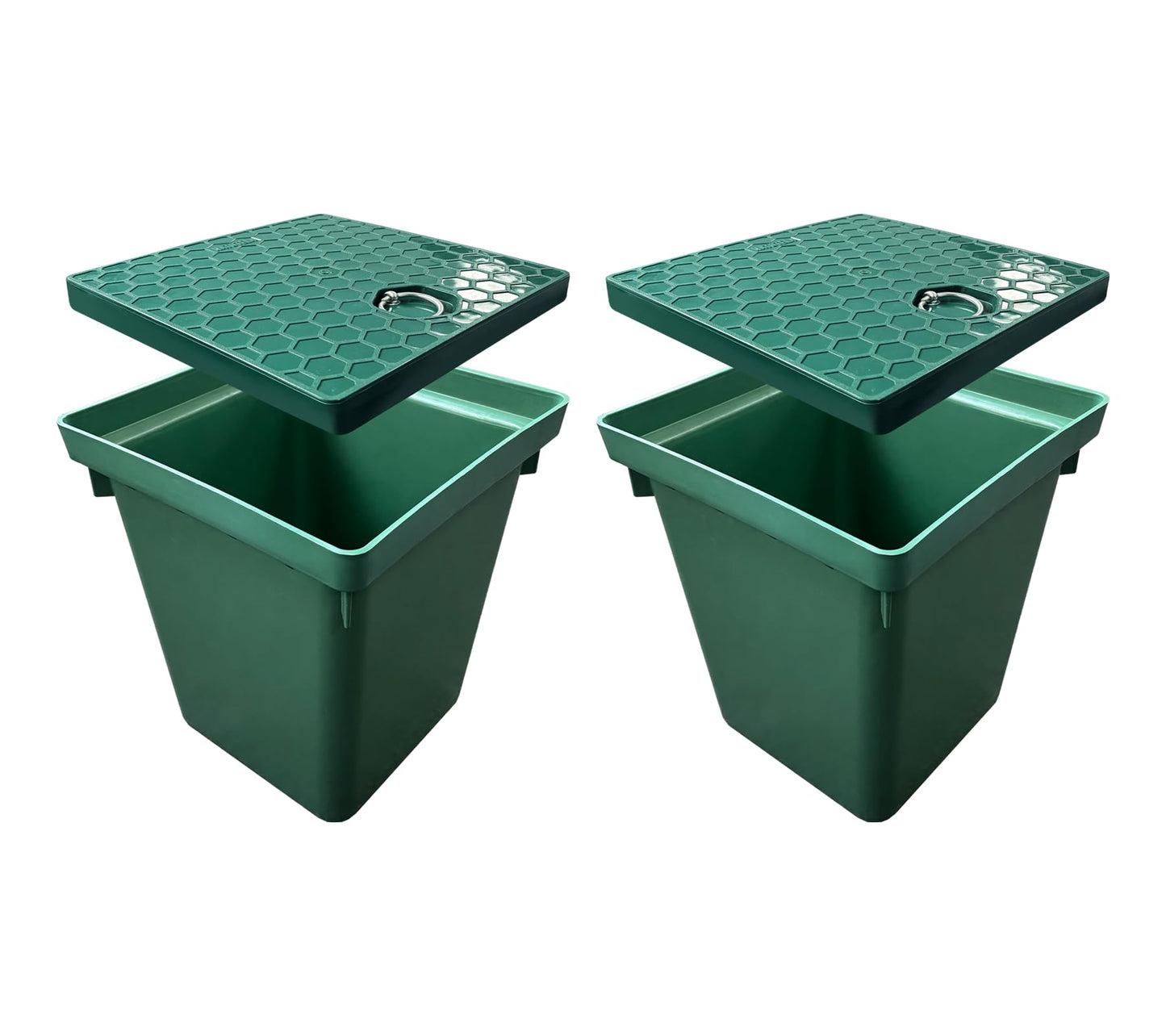Natotela 2 Sets 12.5x12.5x14.3in Underground Splice Boxes W/Solid Inspection Cover Deep Enclosure Precast Pull Distribution Pit Access Electrical Junction Boxes Drillable Tapered Wiring Cable Box