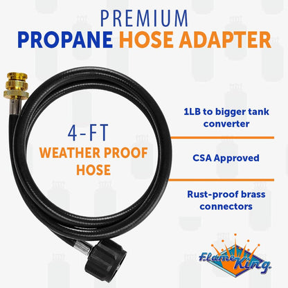 Flame King Gas Hauler Kit - Insulated Protective Carry Case, 5LB Propane Tank and Adapter Hose for Camping and Outdoor Adventures, Black/White