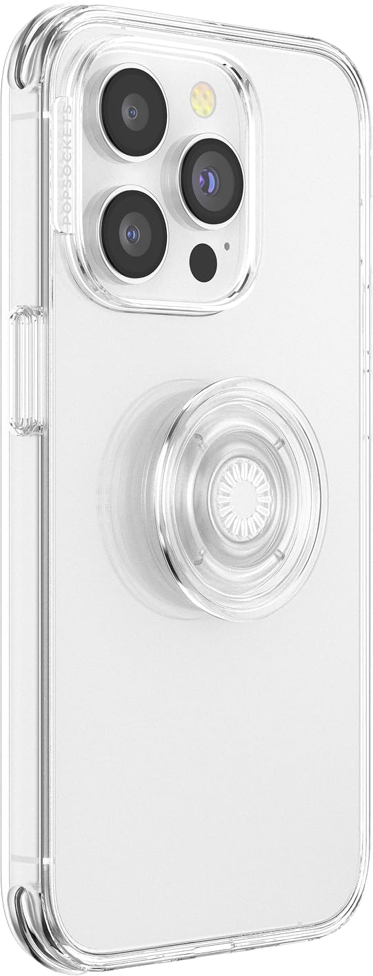 PopSockets Phone Grip for MagSafe with Kickstand, Magnetic Stand, Swappable Top, Secure Hold for iPhone MagSafe Cases, Phone & Tablet Grip - Clear
