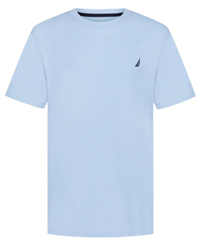 Nautica Boys' Short Sleeve Solid Crew Neck T-Shirt, Soft, Comfortable, Relaxed Fit, Blue Bell