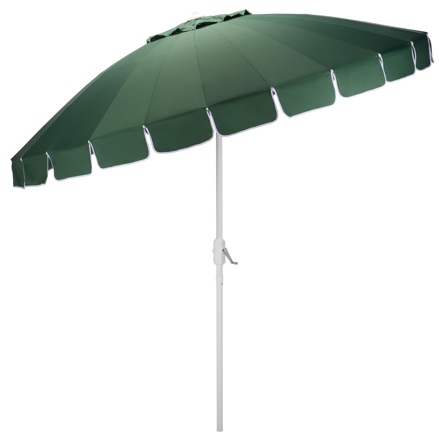 SAFAVIEH Outdoor Patio Furniture Collection – Panza 9 Ft Crank Patio Umbrella, Green & White Pole, Market Umbrella with Crank Lift (PAT8026H)