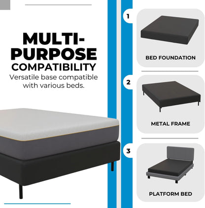 Boyd Sleep Full Size Omni Base 2-in-1 Metal Bed Frame or Foundation, Easy Assembly, Removable Legs, Heavy Duty Support, Headboard Brackets Included, Box Spring Alternative