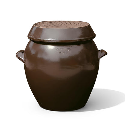 BALWOO 16 Liter(4.2 gal) Onggi Korean Traditional Clay Jar Ceramic Canister/Handmade Food Storage Container/Breathing Clay Pot Kimchi Fermentation Crock/Grain Rice Container
