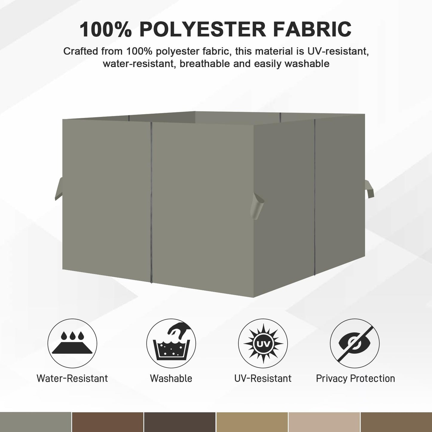 Aoodor 10x12 ft Outdoor Gazebo Curtains, 4 Panels Waterproof Privacy Sidewall Replacement with Zipper for Patio Pergola and Canopy, Gray