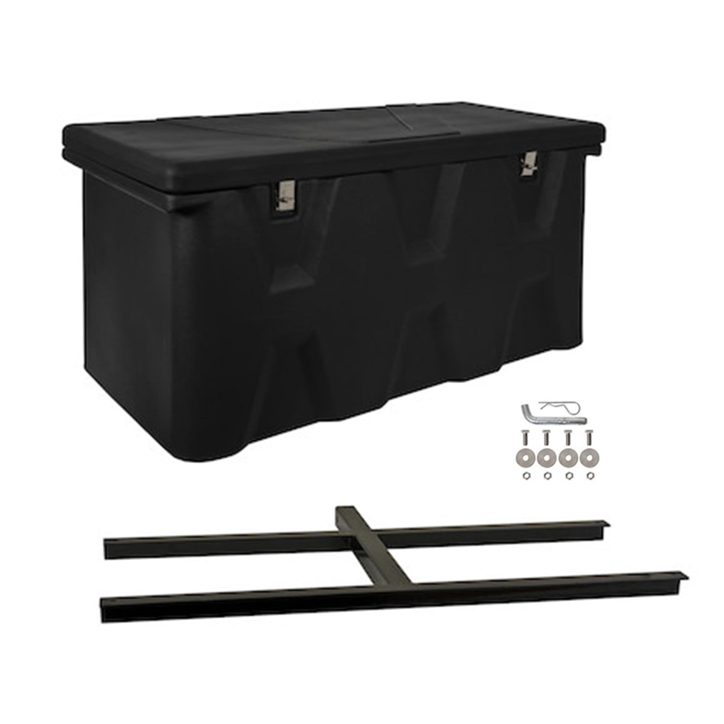 Buyers Products 1707020 Poly Hitch Mounted Cargo Carrier, 23x51x26, Includes Polyethylene Chest, Steel Frame, 5/8in. Hitch Pin, Waterproof Truck Bed Storage & Tool Box, Fits 2 in Receiver, Made in USA