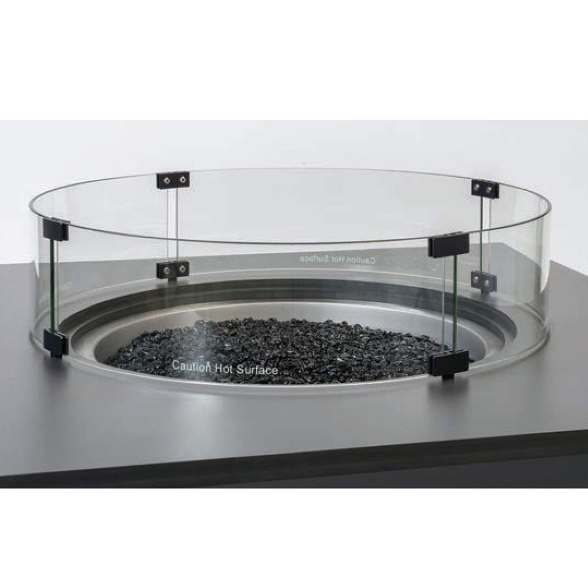 Hiland 22'' Round Tempered Glass Wind Screen for Fire Pit Table, Glass Wind Guard, 6'' in Height, Hardware Included, Easy Assembly