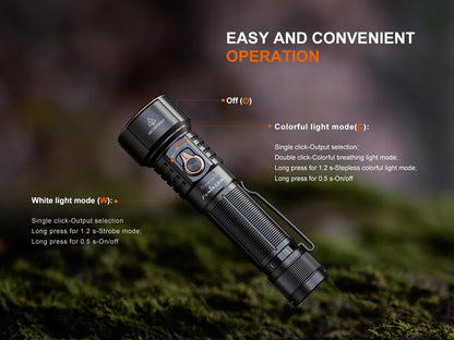 Fenix LD36R 3600 Lumens Rechargeable Flashlight, USB-C Fast Charging with 6 RGB Presets & Continuously Adjustable Color Output (Black)