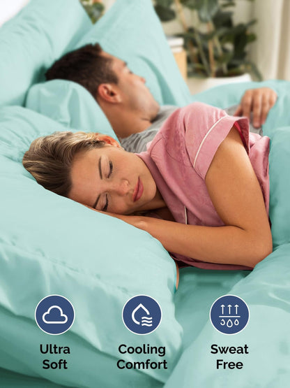 Skiennix Extra Deep Twin Sheet Set - 4 Piece Breathable Cooling Bedding - Soft Wrinkle-Free Spa Blue