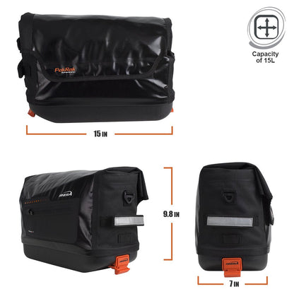 Ibera Bike Trunk Bag - PakRak Clip-On Quick-Release Waterproof Bicycle Commuter Bag (Black)