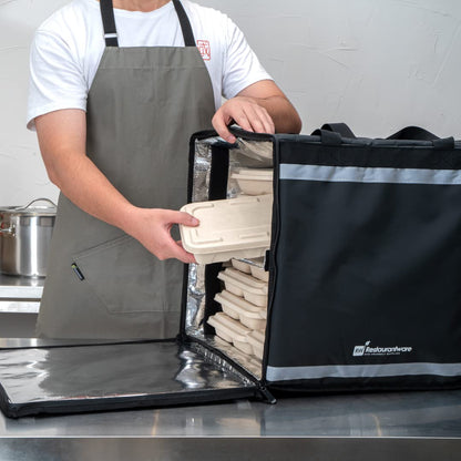 Restaurantware-Delivery Tek 17.7 Inch Food Delivery Bag, 1 Insulated Food Backpack - With Removable Insert, Waterproof, Black Plastic Courier Bag, For Catering, Restaurants, Or Camping
