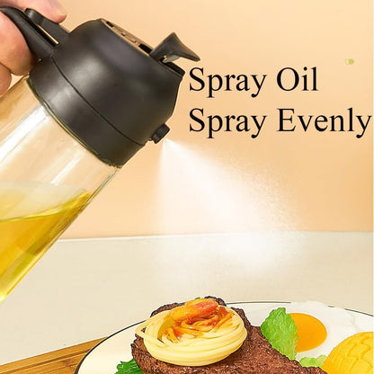 Olive Oil Sprayer Mister - Premium 17oz Glass Dispenser Bottle for Cooking, Baking & Grilling | Black