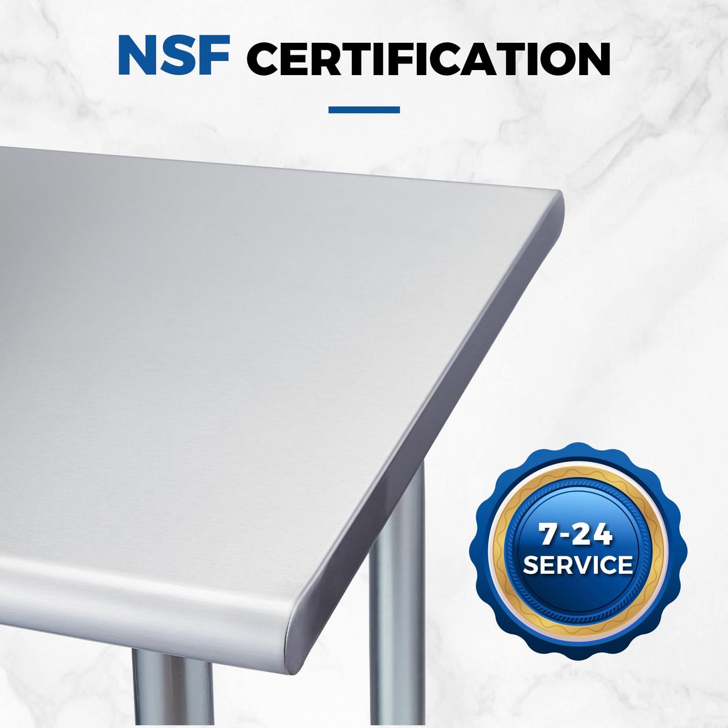 Profeeshaw Stainless Steel Prep Table 30x24 Inch NSF Commercial Work Table with Undershelf Heavy Duty Table for Kitchen Restaurant Home Hotel