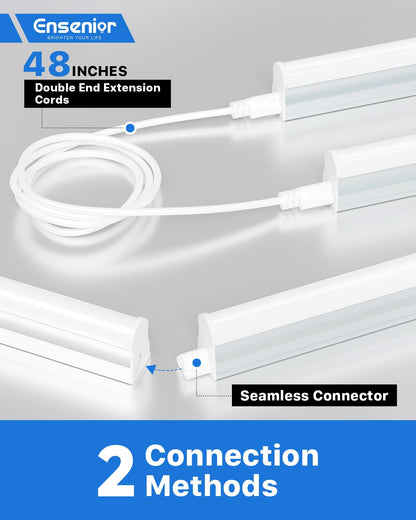Ensenior T5 LED Shop Lights, 4FT 2000LM, 6500K White, 20W Linkable Fixture, Pack of 12, Aluminum