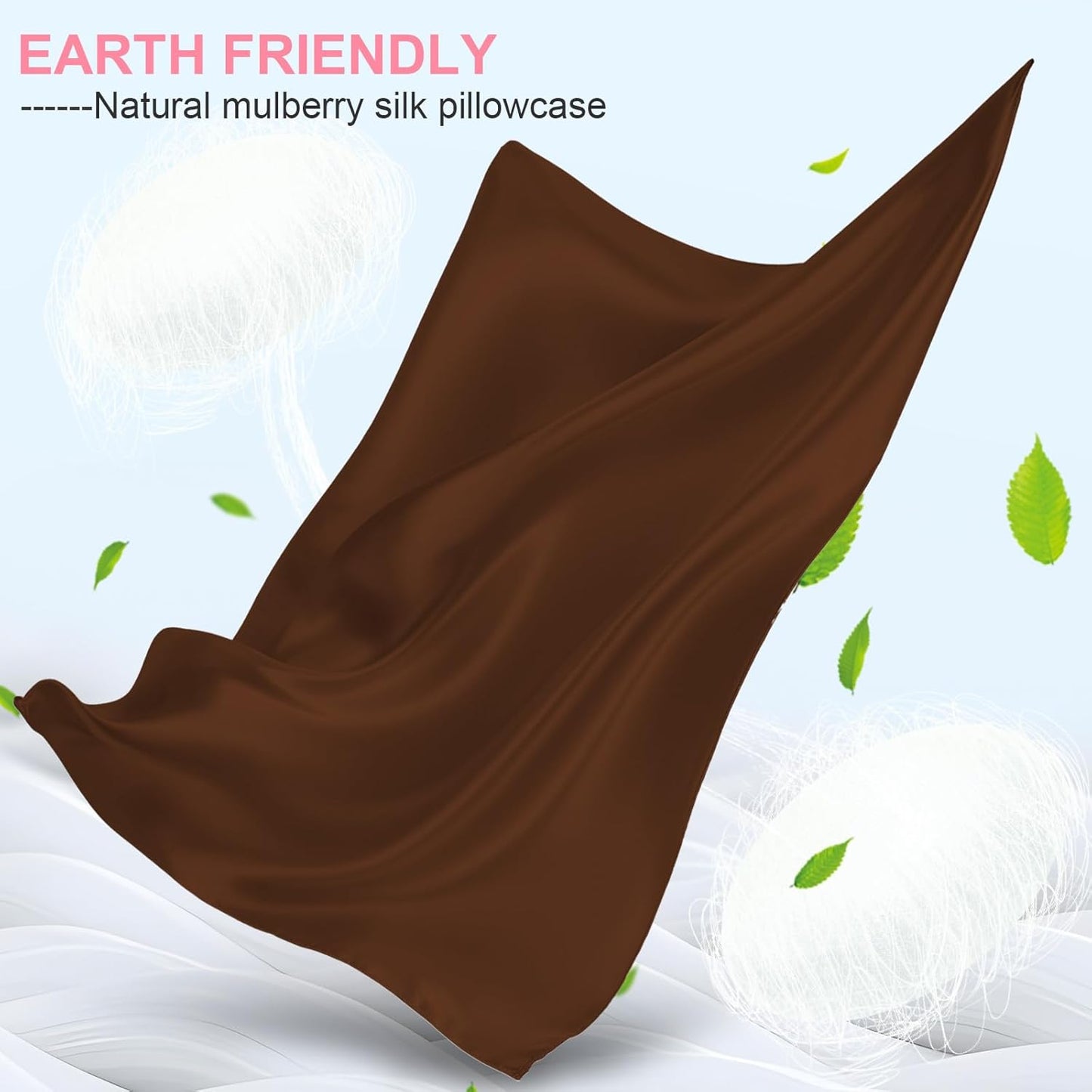 Skiennix Silk Pillowcases - 2 Pack Queen Size with Hidden Zipper | Mulberry Silk for Hair & Skin - Brown