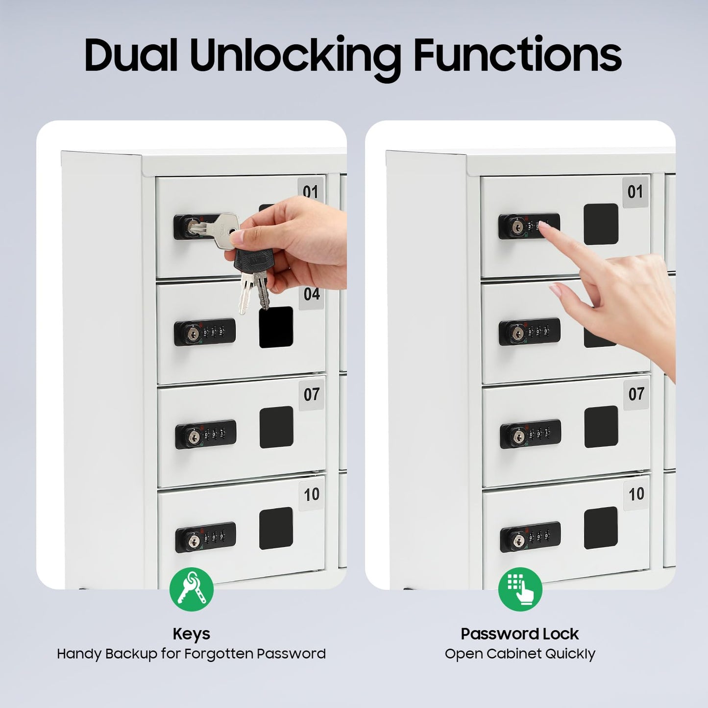 12 Slots Cellphone Charging Station, Cell Phone Charging Cabinet with 3 in 1 Cable, Combination Lock QC3.0 5-9V Fast Charging for Students and Employees (12 Slots)