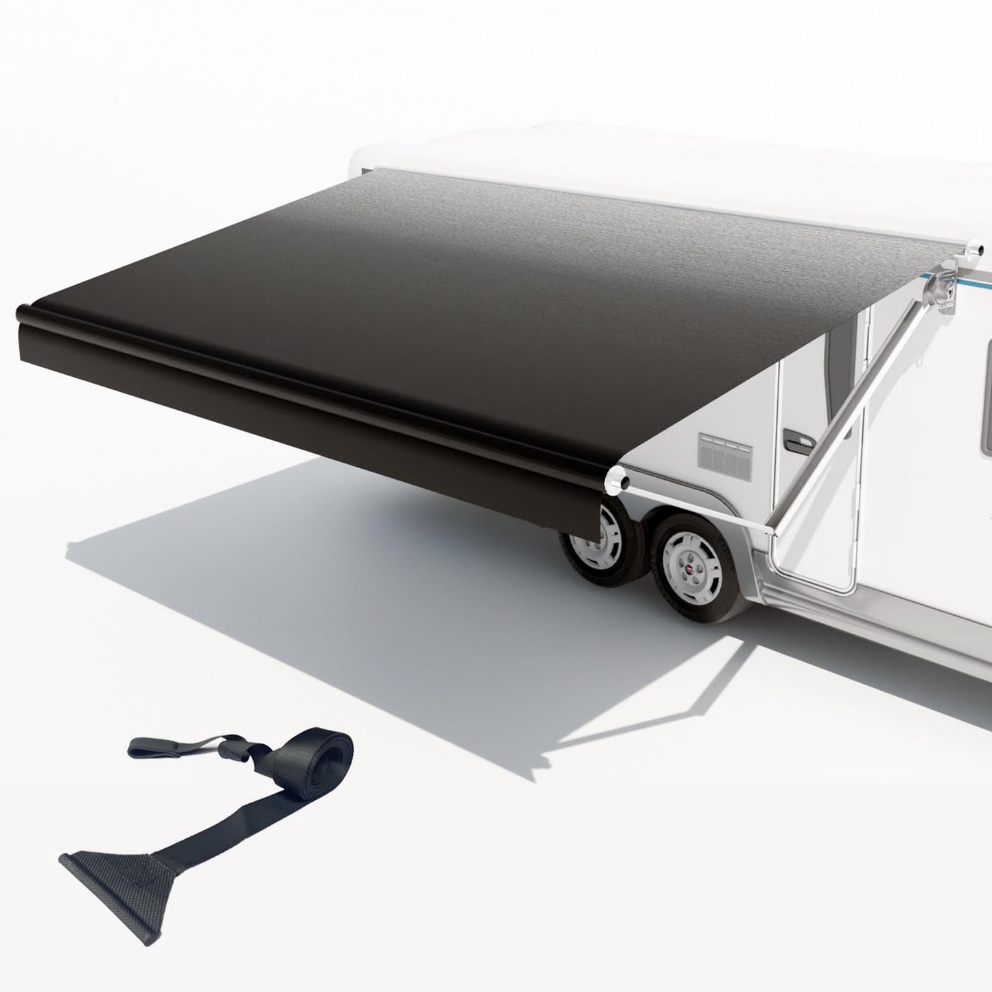 CYLAND RV Awning Fabric Replacement,Camper Trailer Motorized Awning Replacement for Motorhome,Heavy Duty Weatherproof 18.5oz Outdoor Vinyl RV Canopy 20'(Fabric 19'2") Black Fade