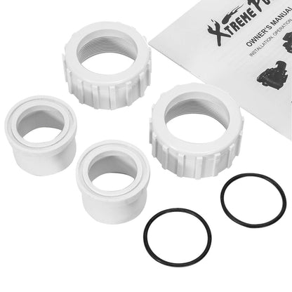 XtremepowerUS 1.5HP Variable 2-Speed Above Ground Swimming Pool Pump High Flow Swimming Pump Strainer with 1.5" Inch Slip On Fitting Adapter For Aboveground Pool