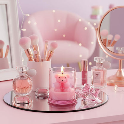 AROMA BAY Pink Peony Scented with Pink Bear Candle, Pink Decorative Candle Gifts, Friendship Gifts for Best Friends, BFF, Coworker, Back to School Gift, Gift for Mom