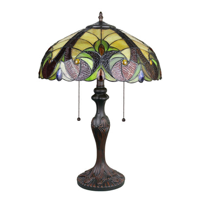 Chloe Lighting Adia Victorian Tiffany-Style Table Lamp, 2 Light, Dark Bronze, Glass, 16in Wide, Model CH38632AV16-TL2