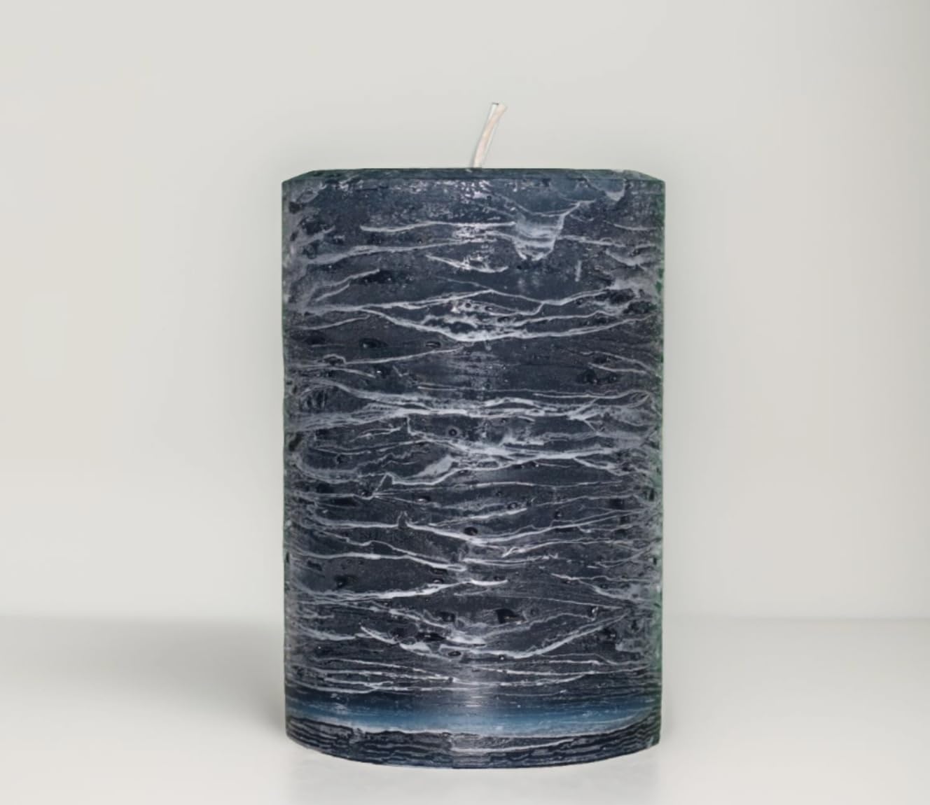 Modern Candle Design Large Unscented Rustic Nordic Pillar Candle Handmade in The USA (Calming Blue)