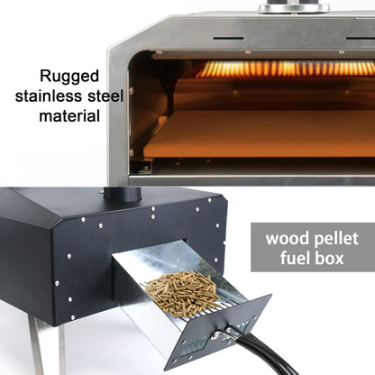 BNDHKR Outdoor Pizza Oven Portable Wood Pellet Pizza Oven Countertop Pizza Oven with 12 Inch Pizza Stone and Stainless Steel Fold-Up Legs for Outside Kitchen Backyard Party Camping