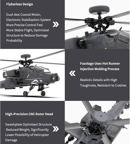 1/32 F11-S AH64 Apacche RC Helicopter 2.4G 6CH RC Dual-axis Co-Drive Flybarless 6G/3D Stunt Airplane Model with GPS (RTF Version)