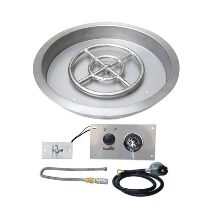 Stanbroil 19 Inch Drop-in Round Fire Pit Kit with Spark Ignition Kit, Propane Gas Version, 304 Stainless Steel