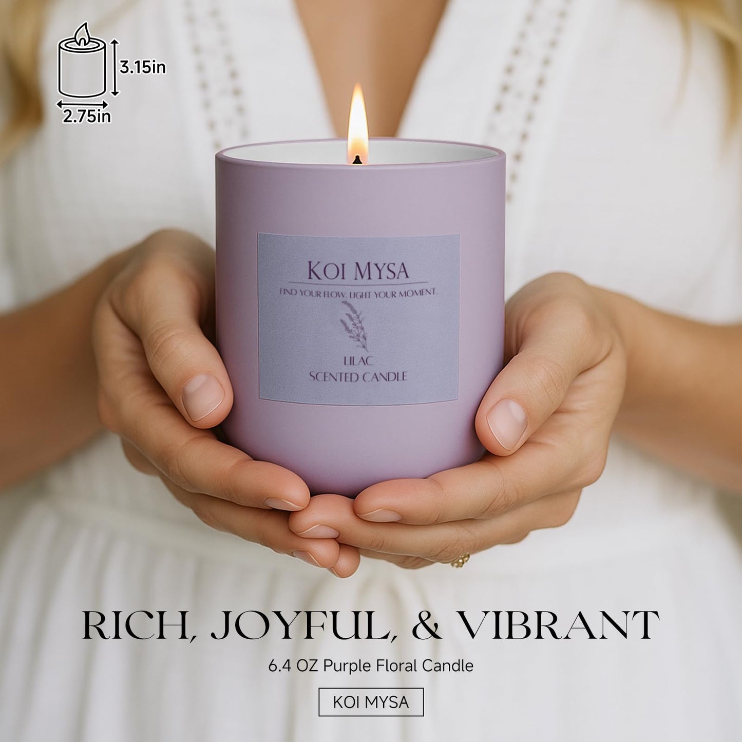 Lilac Blossoms Natural Soy Candle Non Toxic for Home Scented, Purple Aromatherapy Candle Décor Birthday Gifts Ideas for Her Women Mom Daughters Friends, 6.4 Oz