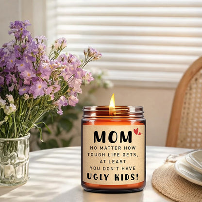 KOTKAS Lavender Candle Gifts for Mom Birthday - Funny Mothers Day Candles for Mom from Son Daughter - Eucalyptus Lavender Scented Soy Candles Non Toxic for Home - at Least You Dont Have Ugly Children