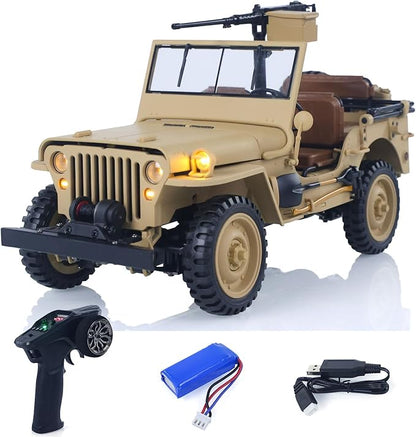 US in Stock Hg 1/14 4X4 Electric Military Truck Hg4 58 Convertible Off Road Semi Truck RC Climbing Vehicle 4WD 2Speed Light Sound Motor Hobby Grade Model for Birthday Gift(Yellow)