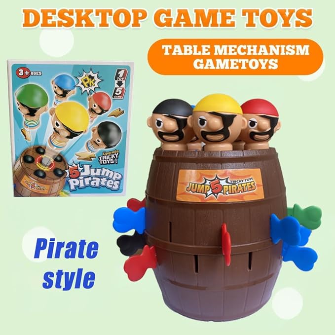 Oversized Pirate Board Game-with 5 Colorful Pirate Figures Fun and Tricky Surprise Toys for Kids Ages 3+ Girls and Boys Toys - 2-4 Players