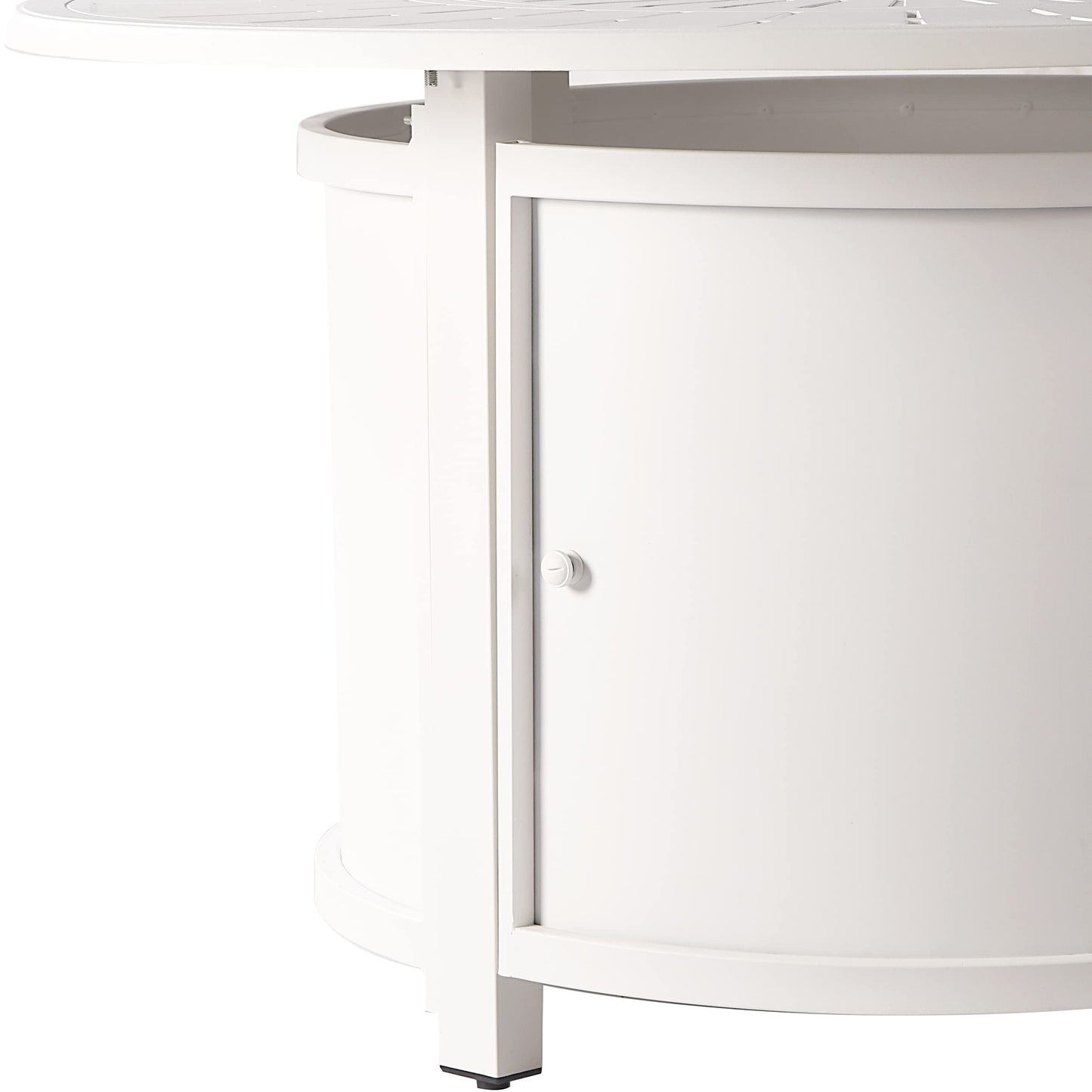 Oakland Living Round 44 in. x 44 in. Aluminum Propane Fire Pit Table with Glass Beads, Two Covers, Lid, 57,000 BTUs in White Finish