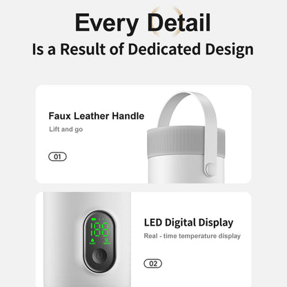 Portable Electric Kettle, Rechargeable Cordless Travel Kettle with 27000mAh Battery Fast Boiling for Outdoor Camping Car Travel Stainless Steel 350ML