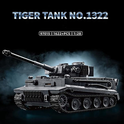 39062 Tiger Tank NO.1322 Building Block Set 1622 Pieces Military 1:28 Scale Tank Model Toys Ideal Gift for Room Decoration or Collection